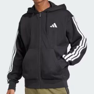 NWT Adidas Three Stripes Zip-Up Fleece Hoodie